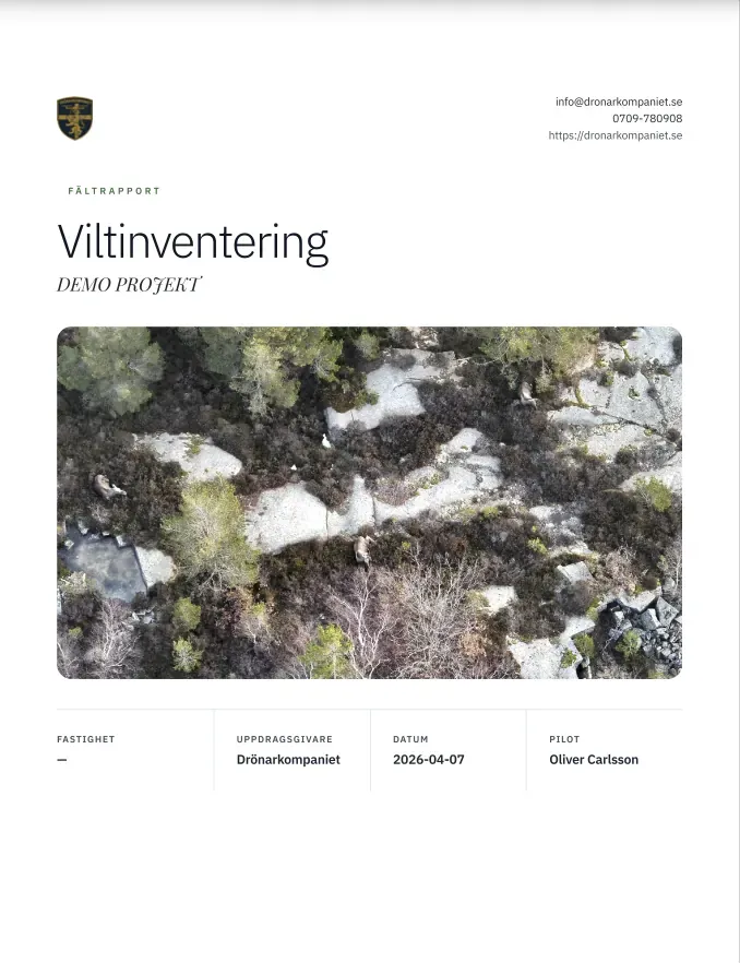 Omslaget till en inventeringsrapport från Viltanalys